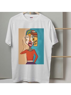 Mor Mürekkep Çığlık Tasarım Baskılı Kadın Tshirt