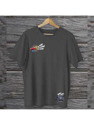 Mor Mürekkep Alarm Ring Ön-Arka Baskılı Tasarım Kadın Tshirt