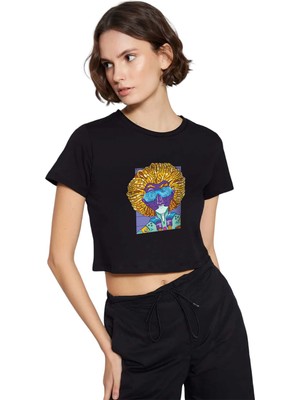 Mor Mürekkep Bonus Tasarım Baskılı Siyah Crop