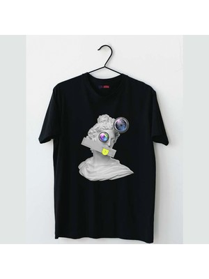Mor Mürekkep Heykel Tasarım Baskılı Kadın Tshirt