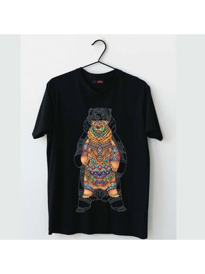 Mor Mürekkep Bear Tasarım Baskılı Kadın Tshirt