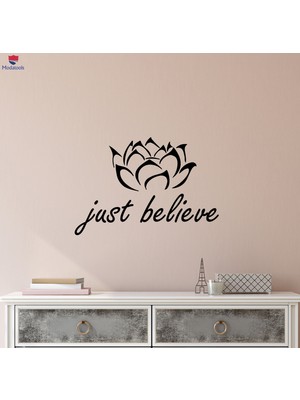 Modatools Oturma Odası, Ofis, Dükkan Duvar Sticker Sadece Inanın Lotus Çiçeği Alıntı Ilham Kelimeler Çıkartmalar