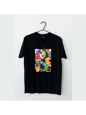 Mor Mürekkep Gözler Üzerimizde Tasarım Baskılı Kadın Tshirt