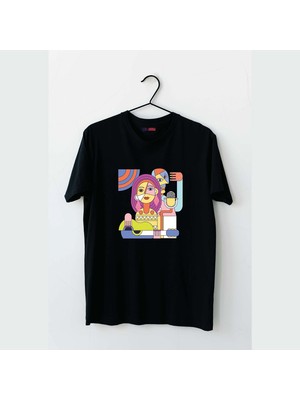 Mor Mürekkep Şarkıcılar Tasarım Baskılı Kadın Tshirt