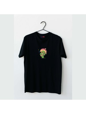 Mor Mürekkep Meksikalı Kaktüs Tasarım Baskılı Kadın Tshirt