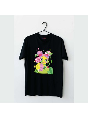 Mor Mürekkep Lolipop Tasarım Baskılı Kadın Tshirt