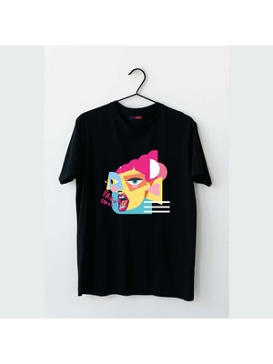 Mor Mürekkep Pembe Çığlık Baskılı Kadın Tshirt