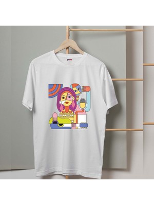 Mor Mürekkep Şarkıcılar Tasarım Baskılı Kadın Tshirt