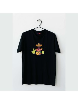 Mor Mürekkep Meksika Konsept Tasarım Baskılı Kadın Tshirt