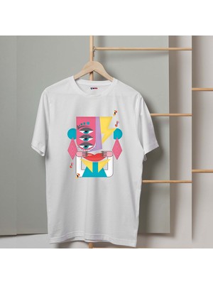 Mor Mürekkep Gözler Tasarım Baskılı Kadın Tshirt