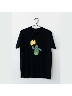 Mor Mürekkep Hola Kaktüs Tasarım Baskılı Kadın Tshirt