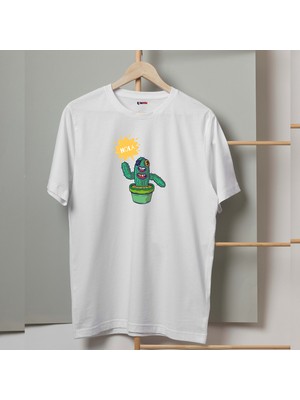 Mor Mürekkep Hola Kaktüs Tasarım Baskılı Kadın Tshirt