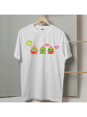 Mor Mürekkep Wow Why Kaktüsler Tasarım Baskılı Kadın Tshirt