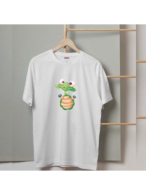 Mor Mürekkep Kurbağa Tasarım Baskılı Kadın Tshirt