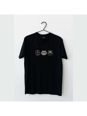 Mor Mürekkep 3 Lü Kediler Tasarım Baskılı Kadın Tshirt