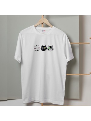 Mor Mürekkep 3 Lü Kediler Tasarım Baskılı Kadın Tshirt