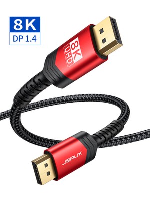 Jsaux 8k UHD Displayport Oyuncu Kablosu Dp Kablosu 8K@60Hz 2K@240Hz 4K@144Hz 32.4gbps Ekran Bağlantısı Kablosu 1.4 Dp - Dp Kablosu Oyun Için Uyumlu Dizüstü Tv Pc Bilgisayar Monitörü Uyumlu CV0001