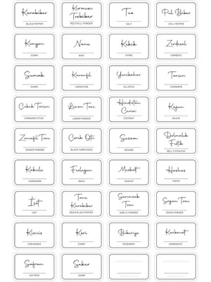 Digithome Dikdörtgen Baharat Kavanoz Etiketi Sticker Seti 4,5 x 3 cm 36 Adet