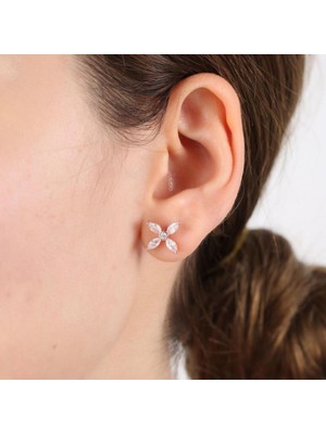 Mia Vento Pırlanta Montür Markizin Işıltısı Rose Renk Gümüş Küpe