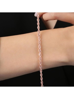 Mia Vento Burgu Zincir Rose Renk Gümüş Bileklik