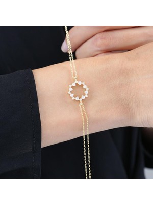 Mia Vento Pırlanta Montür Işıltı Büyüsü Gold Renk Gümüş Bileklik