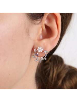 Mia Vento Manolya Çiçeği Mutluluk Haresi Flowers Gümüş Küpe