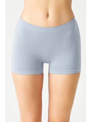 Los Ojos Mavi Fitilli Seamless Boxer Külot Ribbed Boyshort