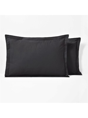 Makiteks %100 Pamuklu Volanlı Süs Dikişli Siyah 2 Adet 50 x 70 Yastık Kılıfı