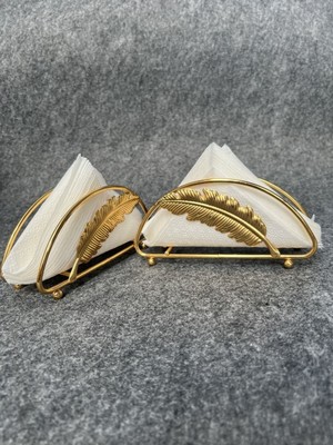 Ebed Yapraklı Üçgen Peçetelik Altın 2 Adet