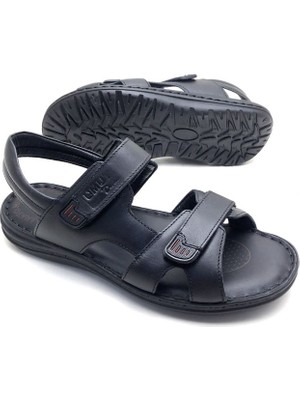 Derilax Erkek Sandalet Hakiki Deri Cırt Cırtlı Tasarım Yaz İçin Rahat Kullanım