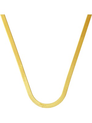 Bilezikci 3,5mm Enli Altın Ezme Zincir 14 Ayar 45 Cm.