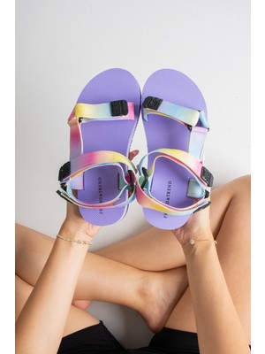 Friend & Trend Lila Eva Taban Ayarlanabilir Kadın Sandalet FT1010