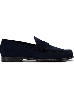 DeerySüet Lacivert Loafer Erkek Ayakkabı - 01648MLCVC02