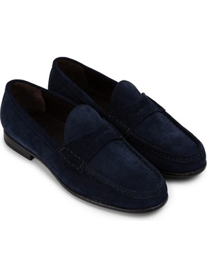 DeerySüet Lacivert Loafer Erkek Ayakkabı - 01648MLCVC02