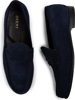 DeerySüet Lacivert Loafer Erkek Ayakkabı - 01648MLCVC02