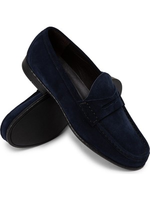 DeerySüet Lacivert Loafer Erkek Ayakkabı - 01648MLCVC02