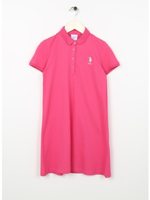 U.S. Polo Assn. Düz Pembe Kız Çocuk Polo T-Shirt Gurlinkids23