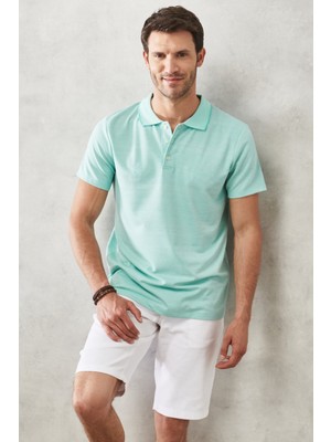 Altınyıldız Classics Erkek Su Yeşil Slim Fit Dar Kesim Polo Yaka Kısa Kollu Tişört