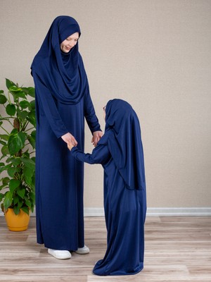 Dua' İs Anne Kız Kombin Namaz Elbisesi (Lacivert) ADET FİYATIDIR