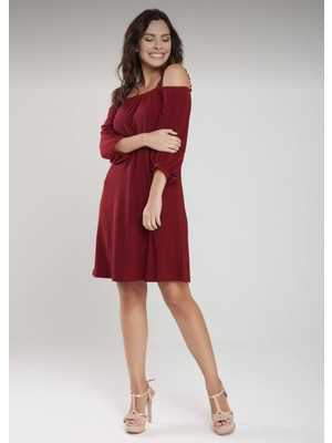 Laranor Ip Askı Detay Elbise 46 - Bordo