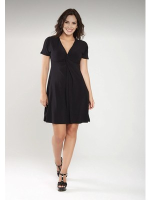 Laranor Yaka Burgu DETAY1LI Elbise 44 - Siyah