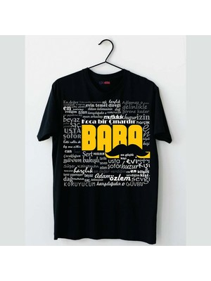 Mor Mürekkep Baba Baskılı Bıyıklı Babalar Günü Erkek Tshirt