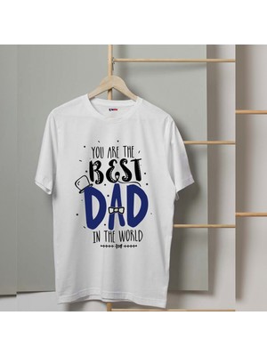 Mor Mürekkep Best Dad Baskılı Babalar Günü Erkek Tshirt