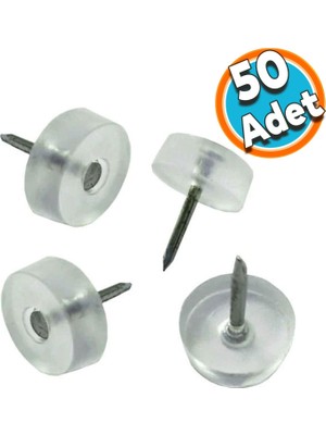 Nzb Çivili Poligrit Mobilya Masa Sandalye Zemin Koruyucu Pabuç Şeffaf Silikon Poligirit (50 Adet)