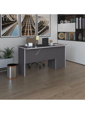 Kenz Life  Ofis Masası Yoko Ono Gri Sol 75*170*60 Kilitli Kapaklı Dolap Eşkenar Bilgisayar Çalışma Masası