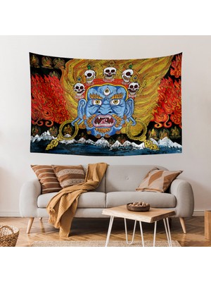 Vagonik Tibet Etnik Desen Budist Thangka ve Mandala Bohem Duvar Örtüsü Halısı