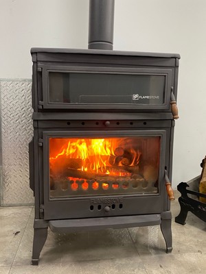 Flame Stove FS-044 Retro Dik Tek Camlı Kuzineli Döküm Soba