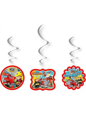 Kidspartim 6 Lı Tavan Sarkıt Süsü Itfaiyeciler