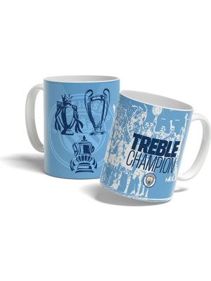 Offside Manchester City Treble Champion Turkuaz Renk Baskılı Kupa Bardak