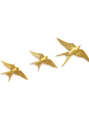 SUME Dekoratif Üçlü Kırlangıç Duvar Süsü Üçlü Kuş Ev Dekoru